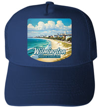 Load image into Gallery viewer, Wilmington North Carolina Beach Waves Design Unisex Mesh Back Trucker Hat with Adjustable Snapback
