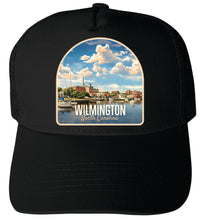 Load image into Gallery viewer, Wilmington North Carolina Riverwalk Design Unisex Mesh Back Trucker Hat with Adjustable Snapback
