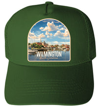 Load image into Gallery viewer, Wilmington North Carolina Riverwalk Design Unisex Mesh Back Trucker Hat with Adjustable Snapback
