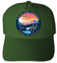 Load image into Gallery viewer, Winter Park Colorado Design A Unisex Mesh Back Trucker Hat with Adjustable Snapback
