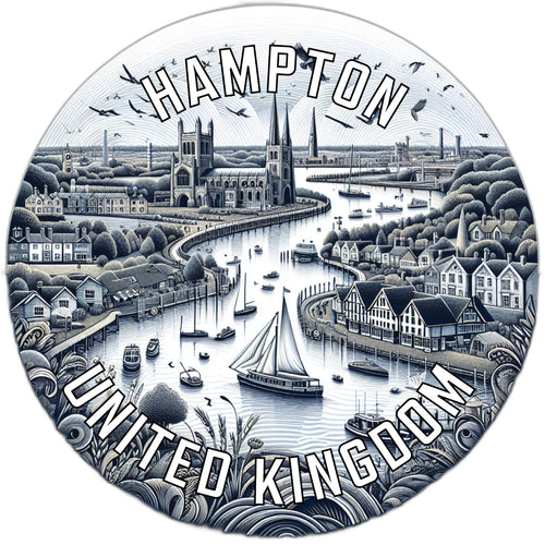 Hampton United Kingdom Souvenir Die Cut Flat Magnet 6-Inch