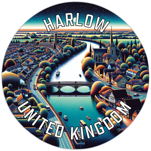 Harlow United Kingdom Souvenir Die Cut Flat Magnet 6-Inch