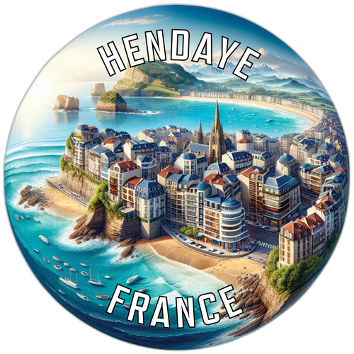 Hendaye France Souvenir Die Cut Flat Magnet 6-Inch