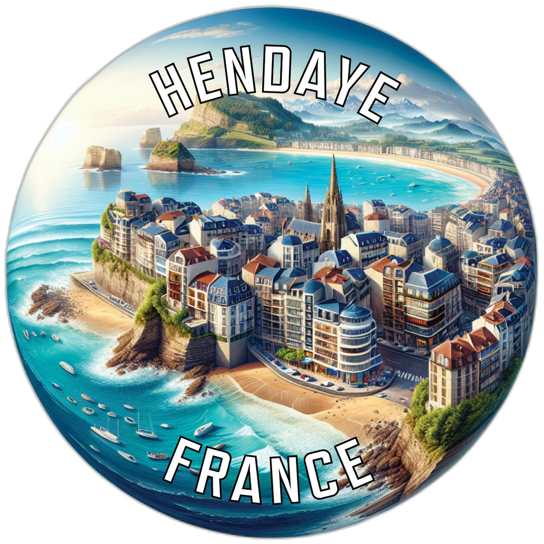 Hendaye France Souvenir Die Cut Flat Magnet 6-Inch