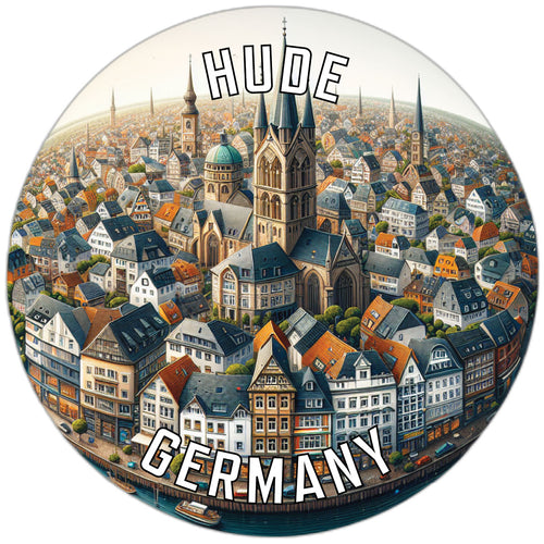 Hude Germany Souvenir Die Cut Flat Magnet 6-Inch