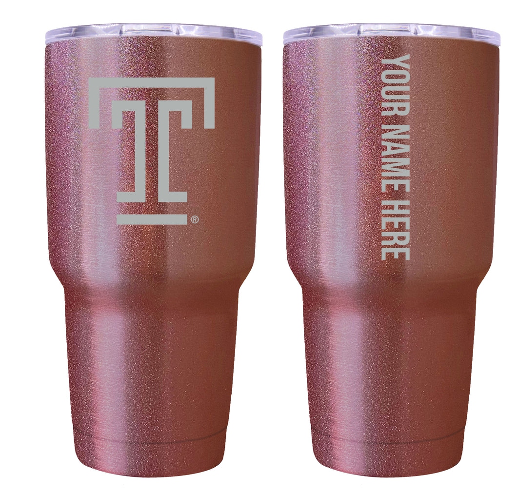 Collegiate Custom Personalized Temple University, 24 oz Insulated Stainless Steel Tumbler with Engraved Name and University Rose Gold