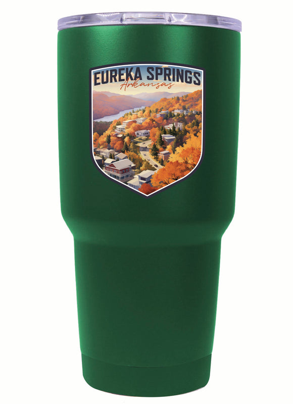 Eureka Springs Arkansas Little Switzerland of the Ozarks Design Souvenir 24 oz Insulated Stainless Steel Tumbler Green Single