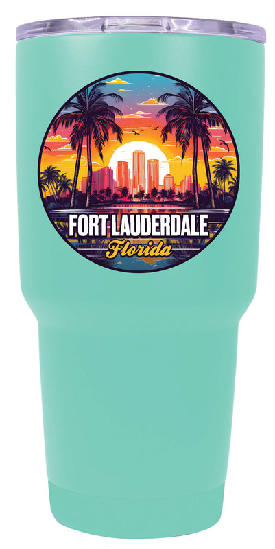 Fort Lauderdale Florida Design B Souvenir 24 oz Insulated Stainless Steel Tumbler Seafoam 4-Pack