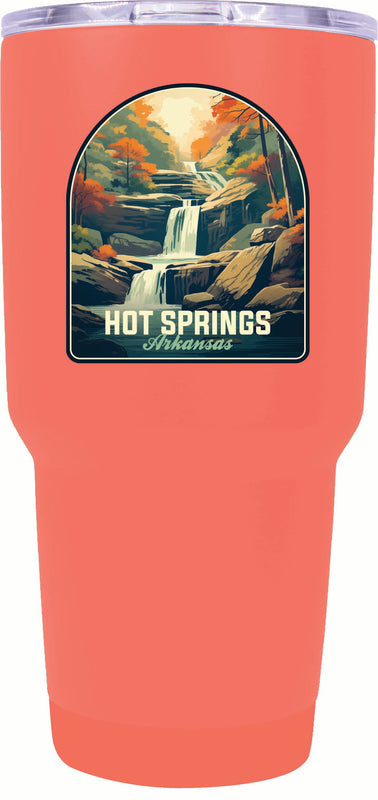 Hot Springs Arkansas Autumn Waterfall Design Souvenir 24 oz Insulated Stainless Steel Tumbler Coral 2-Pack