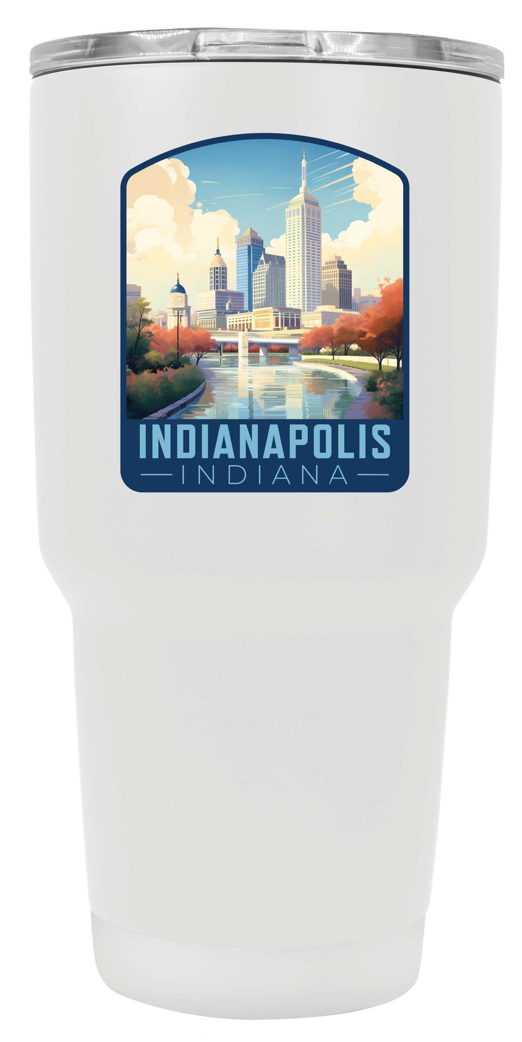 Indianapolis Indiana Design A Souvenir 24 oz Insulated Stainless Steel Tumbler White 2-Pack