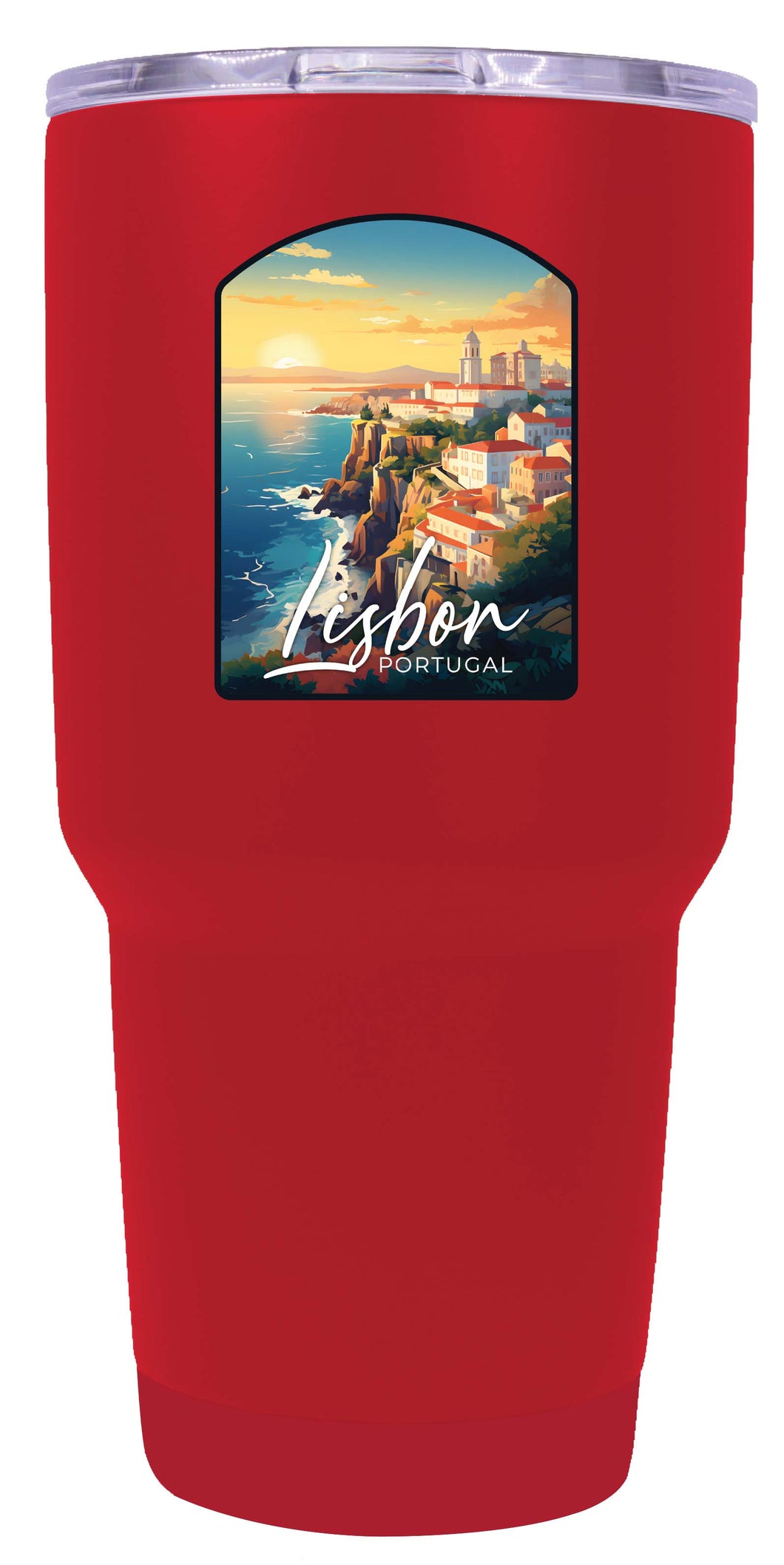 Lisbon Portugal Design B Souvenir 24 oz Insulated Stainless Steel Tumbler Red 4-Pack
