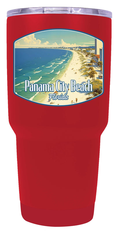 Panama City Beach Florida Design A Souvenir 24 oz Insulated Stainless Steel Tumbler Red 2-Pack