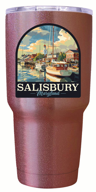 Salisbury Maryland Port of Salisbury Marina Design Souvenir 24 oz Insulated Stainless Steel Tumbler Rose Gold 2-Pack