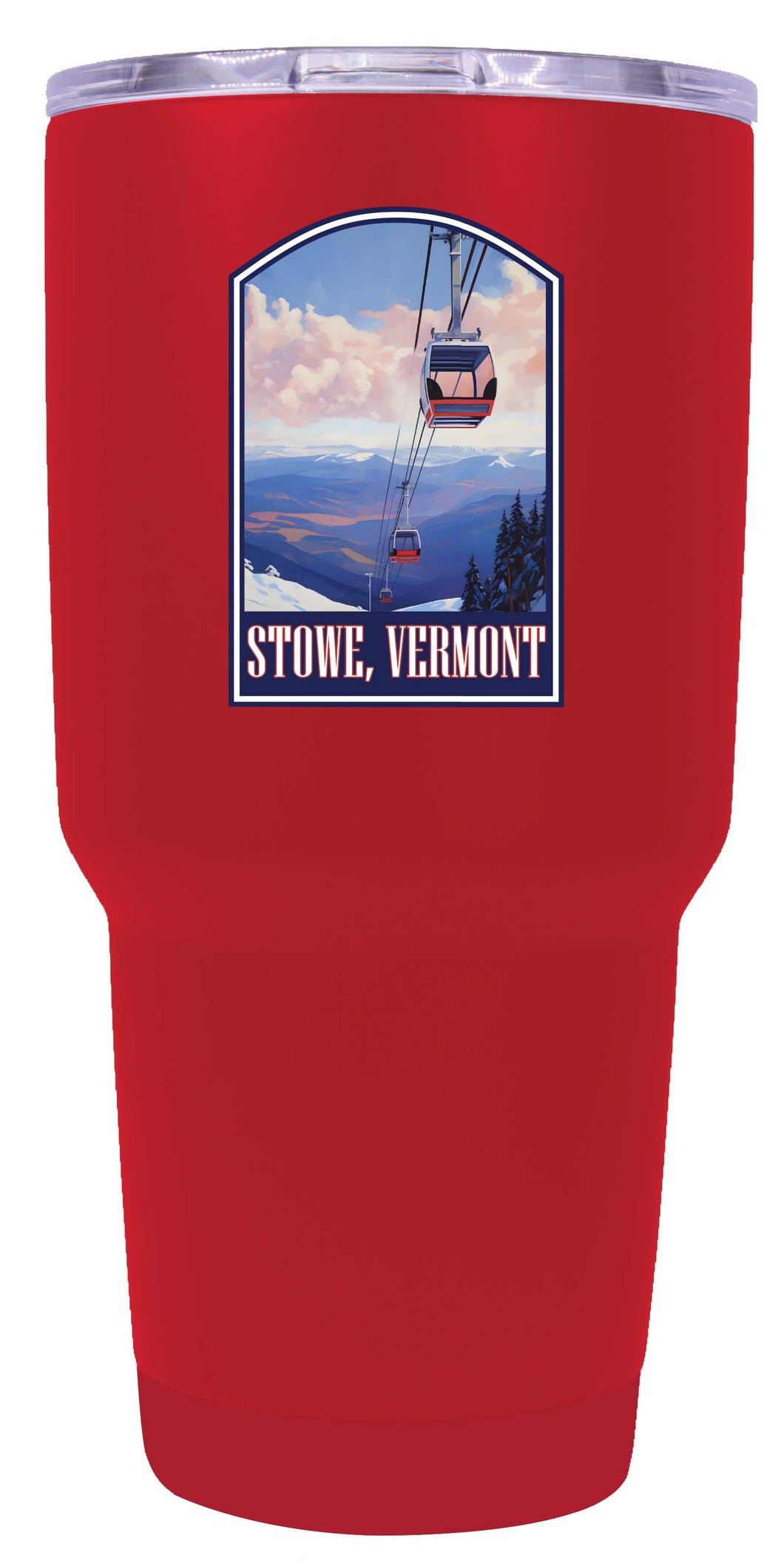 Stowe Mountain Vermont Design B Souvenir 24 oz Insulated Stainless Steel Tumbler Red Single