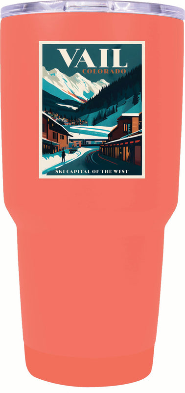 Vail Colorado Design B Souvenir 24 oz Insulated Stainless Steel Tumbler Coral 2-Pack