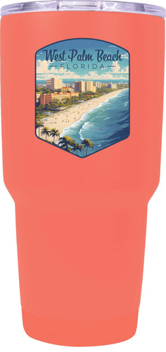 West Palm Beach Florida Design A Souvenir 24 oz Insulated Stainless Steel Tumbler Coral 2-Pack