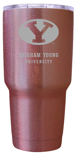 Brigham Young Cougars Premium Laser Engraved Tumbler - 24oz Stainless Steel Insulated Mug Rose Gold