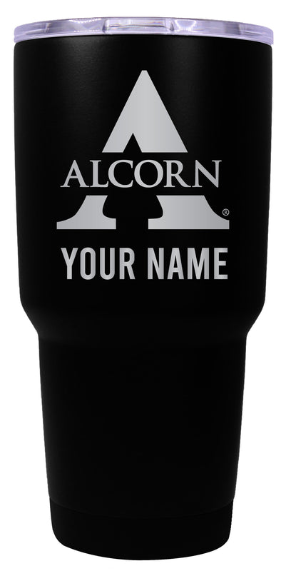 Alcorn State Braves Officially Licensed 24 oz Customizable Engraved Insulated Stainless Steel Tumbler Black
