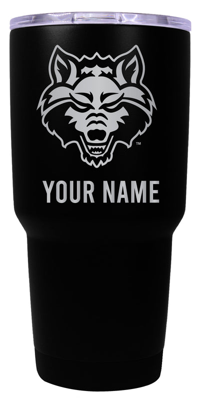 Arkansas State Officially Licensed 24 oz Customizable Engraved Insulated Stainless Steel Tumbler Black
