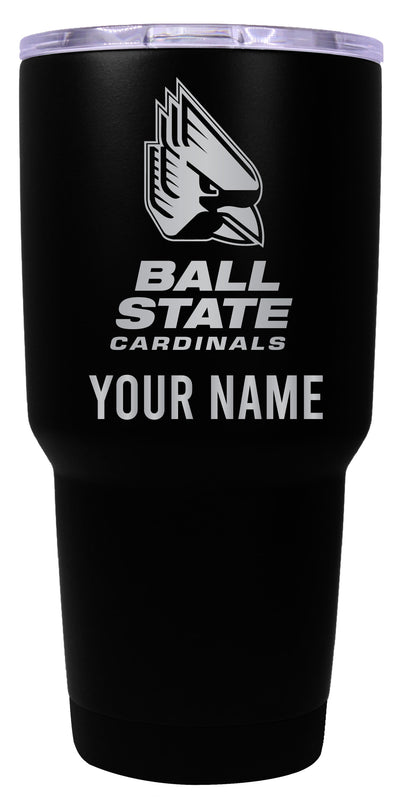 Ball State University Officially Licensed 24 oz Customizable Engraved Insulated Stainless Steel Tumbler Black