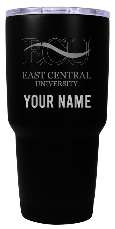 East Central University Tigers Officially Licensed 24 oz Customizable Engraved Insulated Stainless Steel Tumbler Black