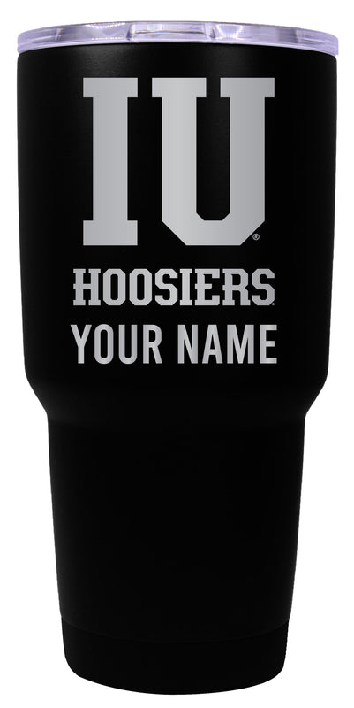 Indiana Hoosiers Officially Licensed 24 oz Customizable Engraved Insulated Stainless Steel Tumbler Black