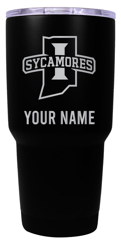 Indiana State University Officially Licensed 24 oz Customizable Engraved Insulated Stainless Steel Tumbler Black