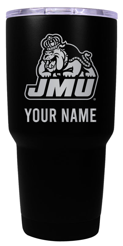 James Madison Dukes Officially Licensed 24 oz Customizable Engraved Insulated Stainless Steel Tumbler Black