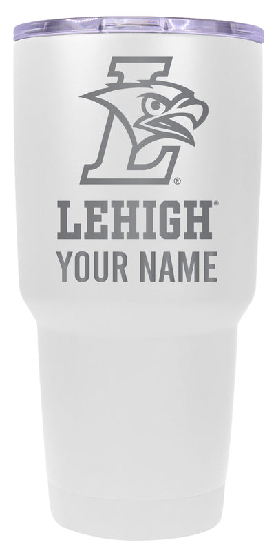 Lehigh University Mountain Hawks Officially Licensed 24 oz Customizable Engraved Insulated Stainless Steel Tumbler White