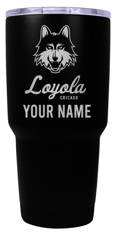 Loyola University Ramblers Officially Licensed 24 oz Customizable Engraved Insulated Stainless Steel Tumbler Black