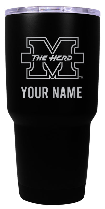 Marshall Thundering Herd Officially Licensed 24 oz Customizable Engraved Insulated Stainless Steel Tumbler Black