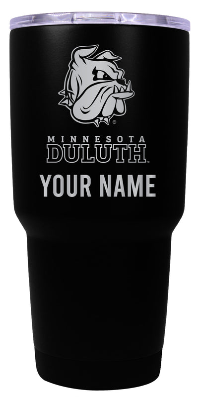 Minnesota Duluth Bulldogs Officially Licensed 24 oz Customizable Engraved Insulated Stainless Steel Tumbler Black