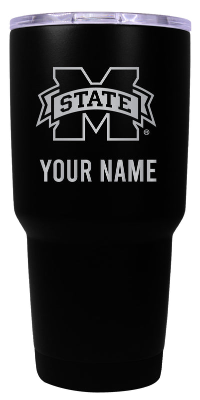 Mississippi State Bulldogs Officially Licensed 24 oz Customizable Engraved Insulated Stainless Steel Tumbler Black