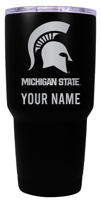 Michigan State Spartans Officially Licensed 24 oz Customizable Engraved Insulated Stainless Steel Tumbler Black