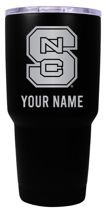 NC State Wolfpack Officially Licensed 24 oz Customizable Engraved Insulated Stainless Steel Tumbler Black