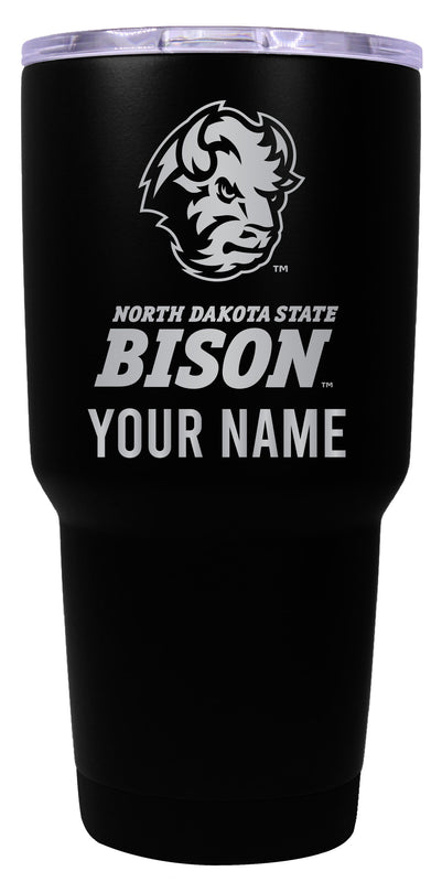 North Dakota State Bison Officially Licensed 24 oz Customizable Engraved Insulated Stainless Steel Tumbler Black