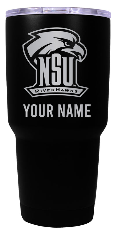 Northeastern State University Riverhawks Officially Licensed 24 oz Customizable Engraved Insulated Stainless Steel Tumbler Black