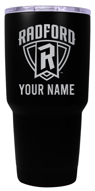 Radford University Highlanders Officially Licensed 24 oz Customizable Engraved Insulated Stainless Steel Tumbler Black