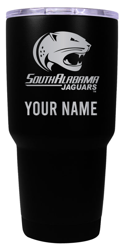 University of South Alabama Officially Licensed 24 oz Customizable Engraved Insulated Stainless Steel Tumbler Black