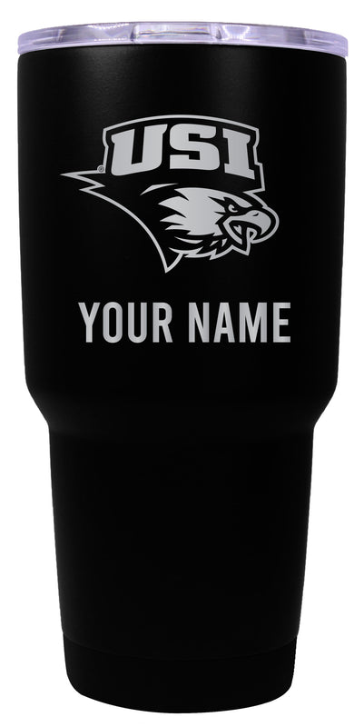 University of Southern Indiana Officially Licensed 24 oz Customizable Engraved Insulated Stainless Steel Tumbler Black