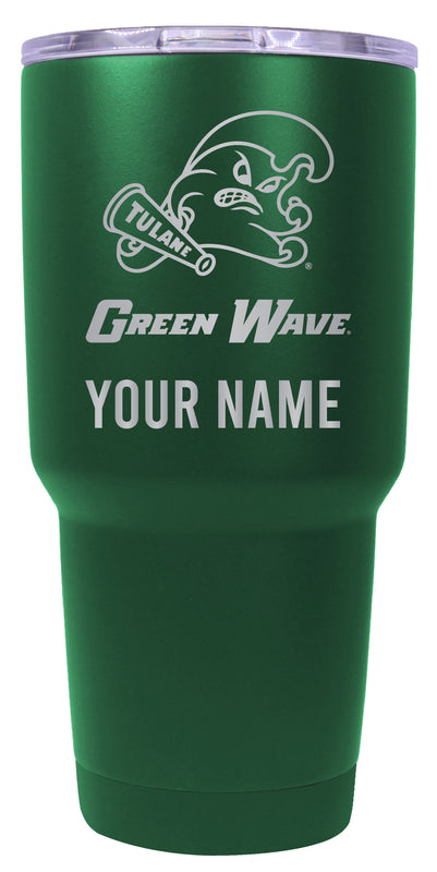 Tulane University Green Wave Officially Licensed 24 oz Customizable Engraved Insulated Stainless Steel Tumbler Green