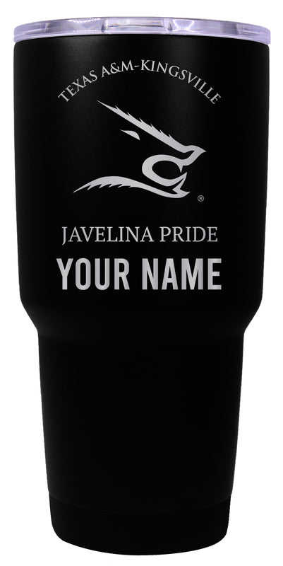 Texas A&M Kingsville Javelinas Officially Licensed 24 oz Customizable Engraved Insulated Stainless Steel Tumbler Black
