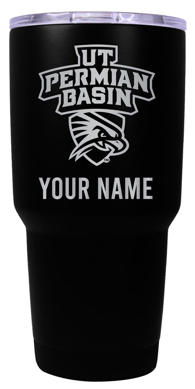 University of Texas of the Permian Basin Officially Licensed 24 oz Customizable Engraved Insulated Stainless Steel Tumbler Black