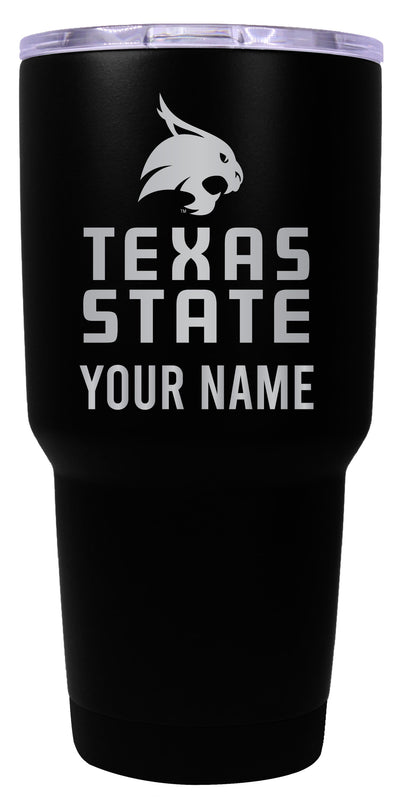 Texas State Bobcats Officially Licensed 24 oz Customizable Engraved Insulated Stainless Steel Tumbler Black