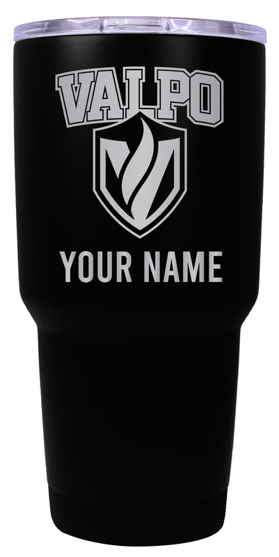Valparaiso University Officially Licensed 24 oz Customizable Engraved Insulated Stainless Steel Tumbler Black