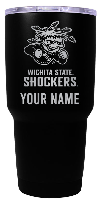 Wichita State Shockers Officially Licensed 24 oz Customizable Engraved Insulated Stainless Steel Tumbler Black