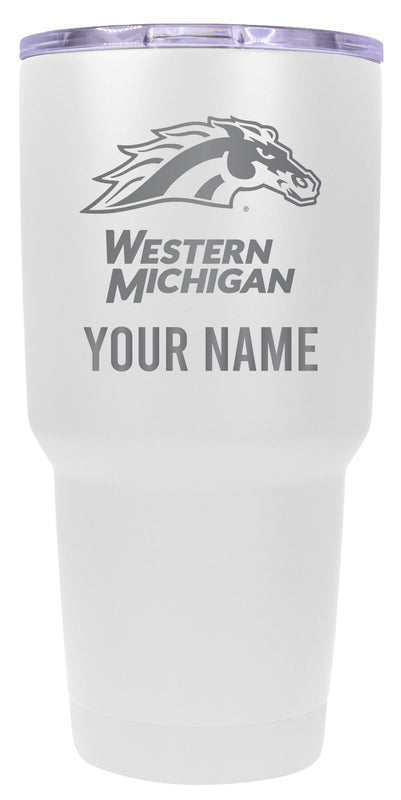 Western Michigan University Officially Licensed 24 oz Customizable Engraved Insulated Stainless Steel Tumbler White