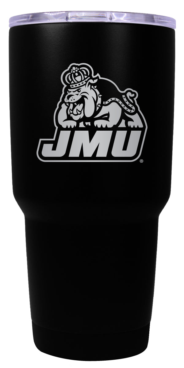 James Madison Dukes 24 oz Engraved Insulated Stainless Steel Tumbler Black Officially Licensed 2-Pack