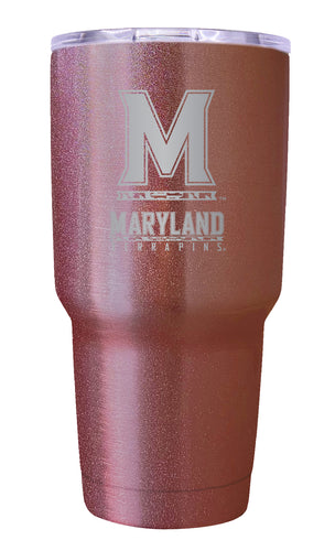 Maryland Terrapins Premium Laser Engraved Tumbler - 24oz Stainless Steel Insulated Mug Rose Gold