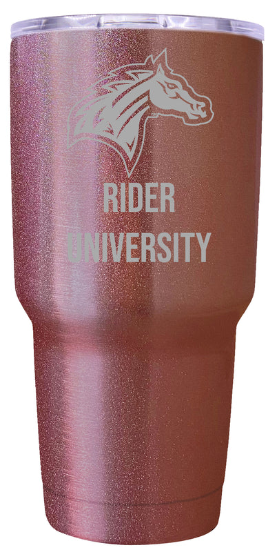 Rider University Broncs Premium Laser Engraved Tumbler - 24oz Stainless Steel Insulated Mug Rose Gold